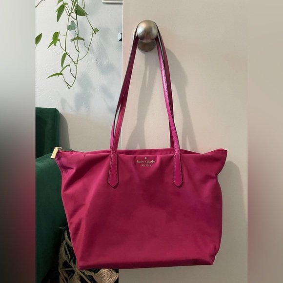 kate spade Handbags - Fuchsia nylon Kate Spade shoulder tote bag
